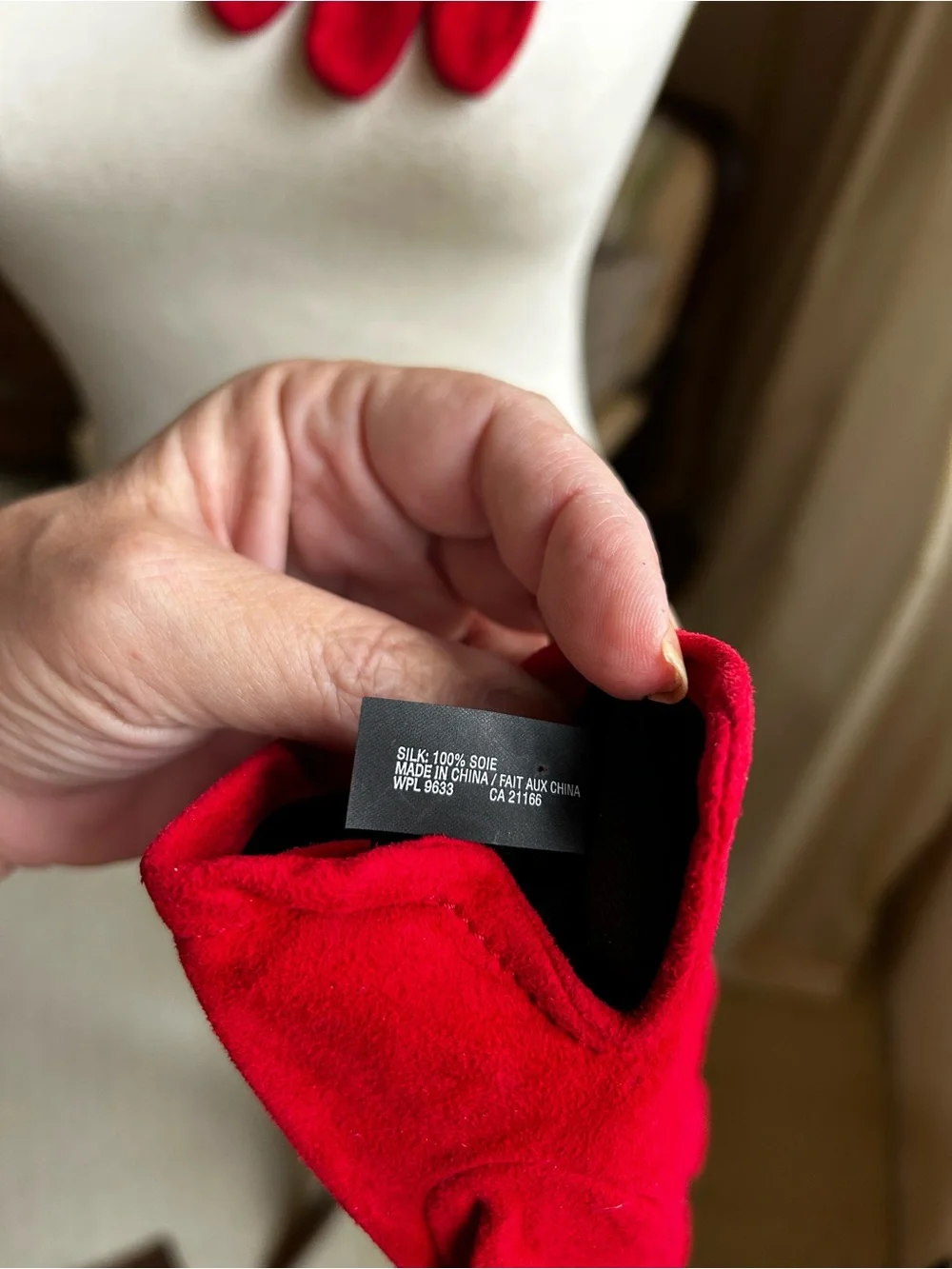 Red Suede Gloves - Small